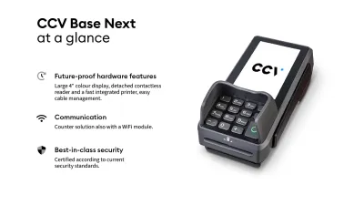 CCV Base Next payment terminal at a glance