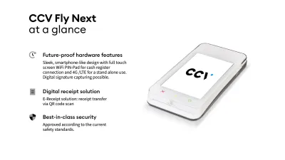 CCV Fly A77 payment terminal at a glance