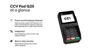 CCV Pad Q25 payment terminal at a glance